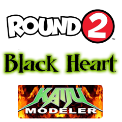 Round 2, Black Heart and Kaiju Modeler logos